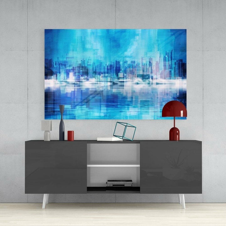Soyut Şehir Cam Tablo