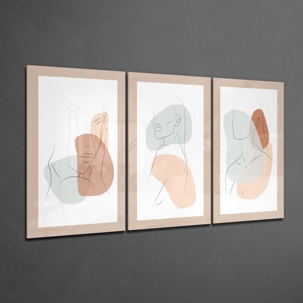 Soyut Şekiller 1 Cam Tablo