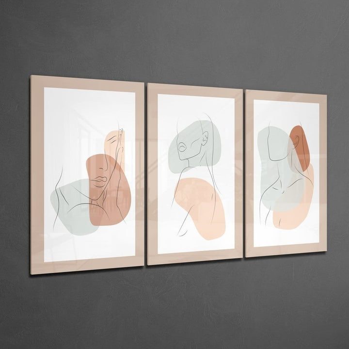 Soyut Şekiller 1 Cam Tablo