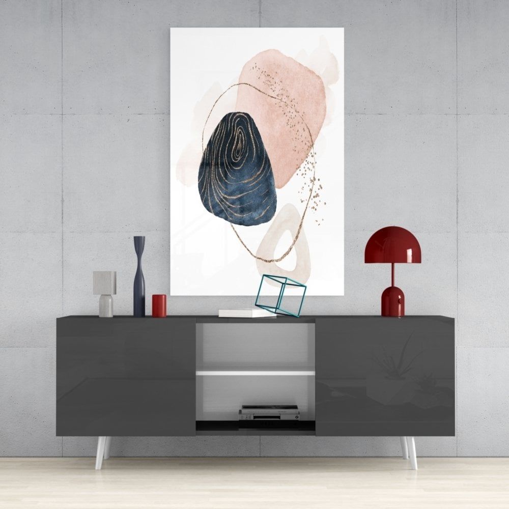 Soyut Şekiller Cam Tablo