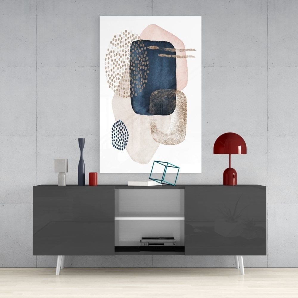 Soyut Şekiller Cam Tablo