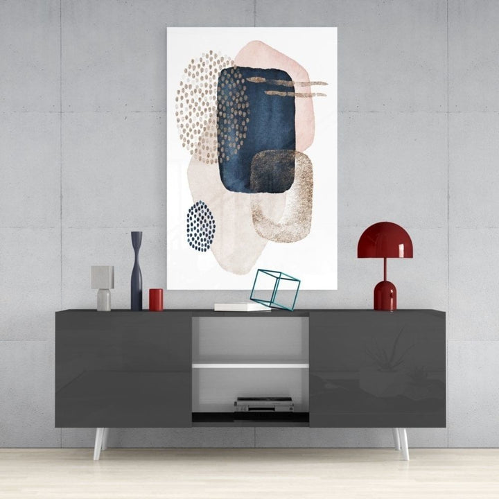 Soyut Şekiller Cam Tablo