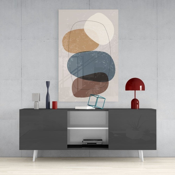 Soyut Şekiller Cam Tablo