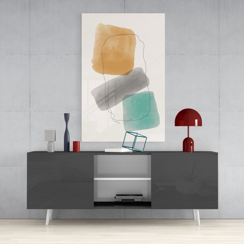 Soyut Şekiller Cam Tablo