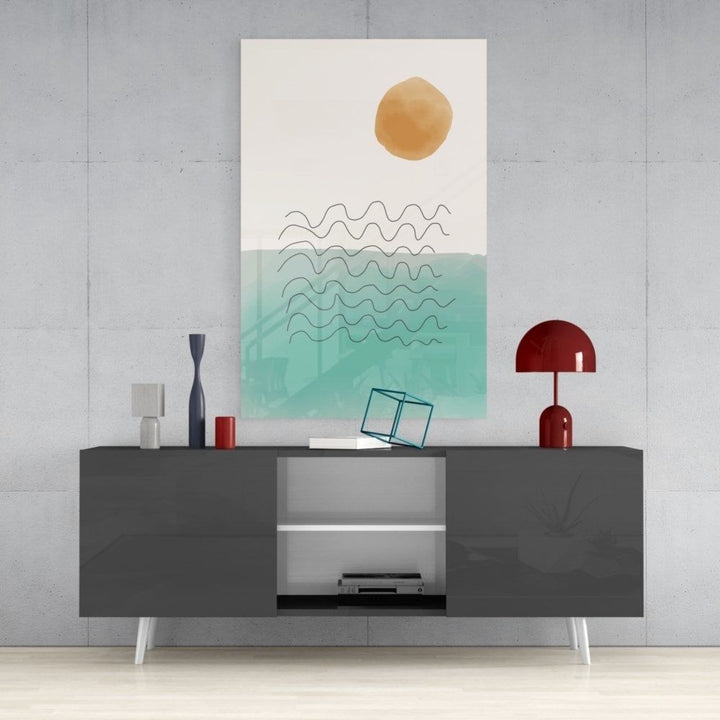 Soyut Şekiller Cam Tablo