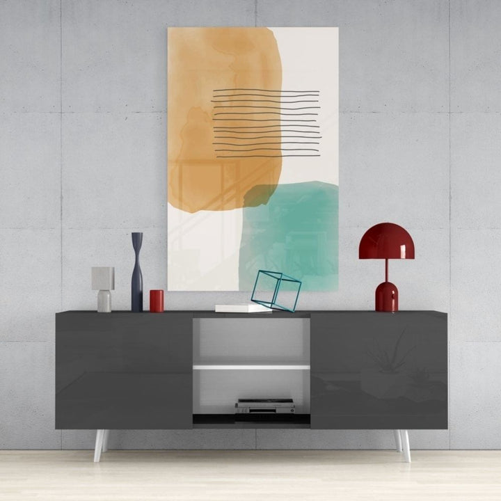 Soyut Şekiller Cam Tablo