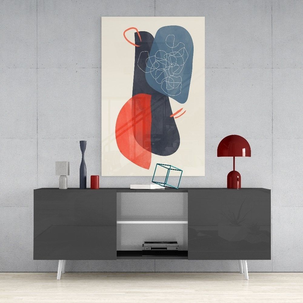 Soyut Şekiller Cam Tablo No:2090