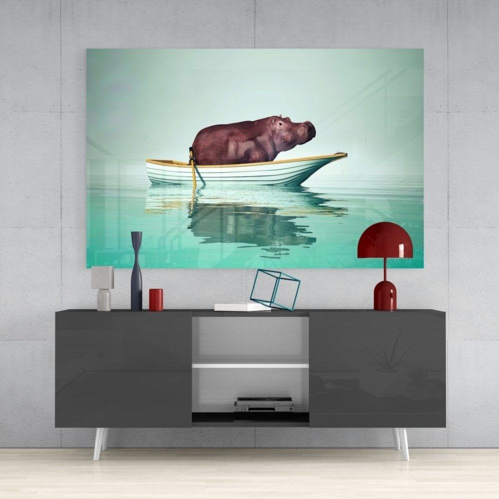Su Aygırı Cam Tablo