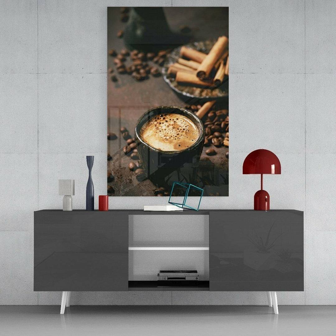 Tarçın Kahve Cam Tablo