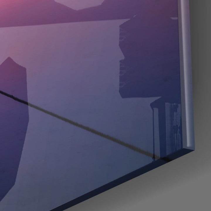 Teknede Gün Batımı Cam Tablo