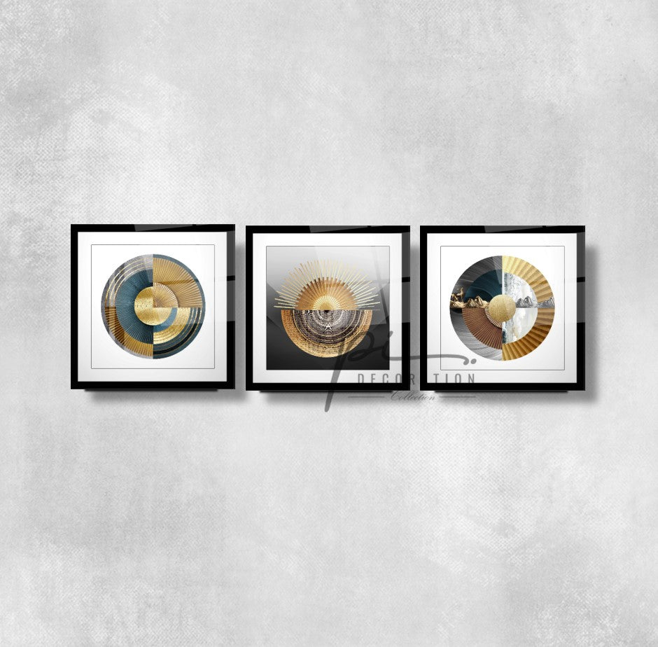 Soyut Desenler Triple Cam Tablo