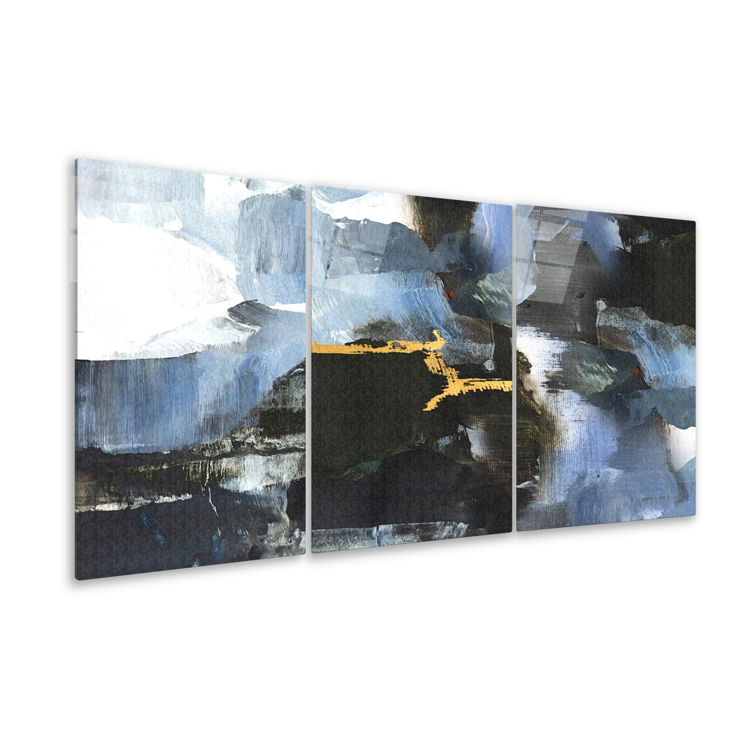 Soyut Mavi Triple Cam Tablo