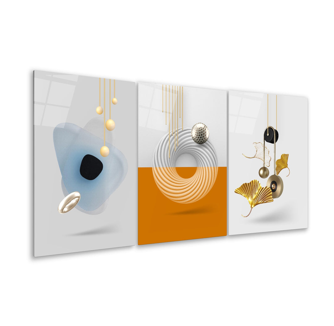 Soyut Triple Cam Tablo Seti