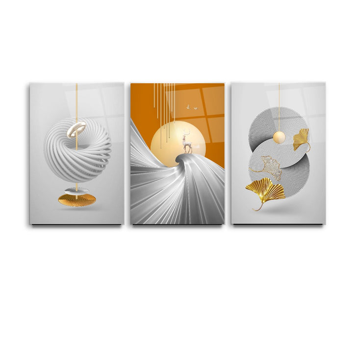 Soyut Triple Cam Tablo Seti