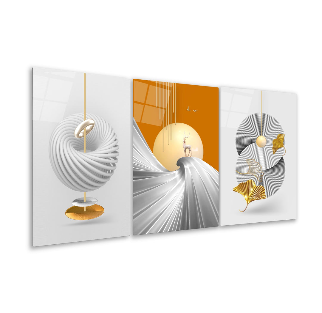 Soyut Triple Cam Tablo Seti