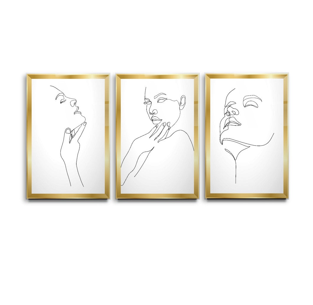 Minimal Portre Triple Cam Tablo Seti