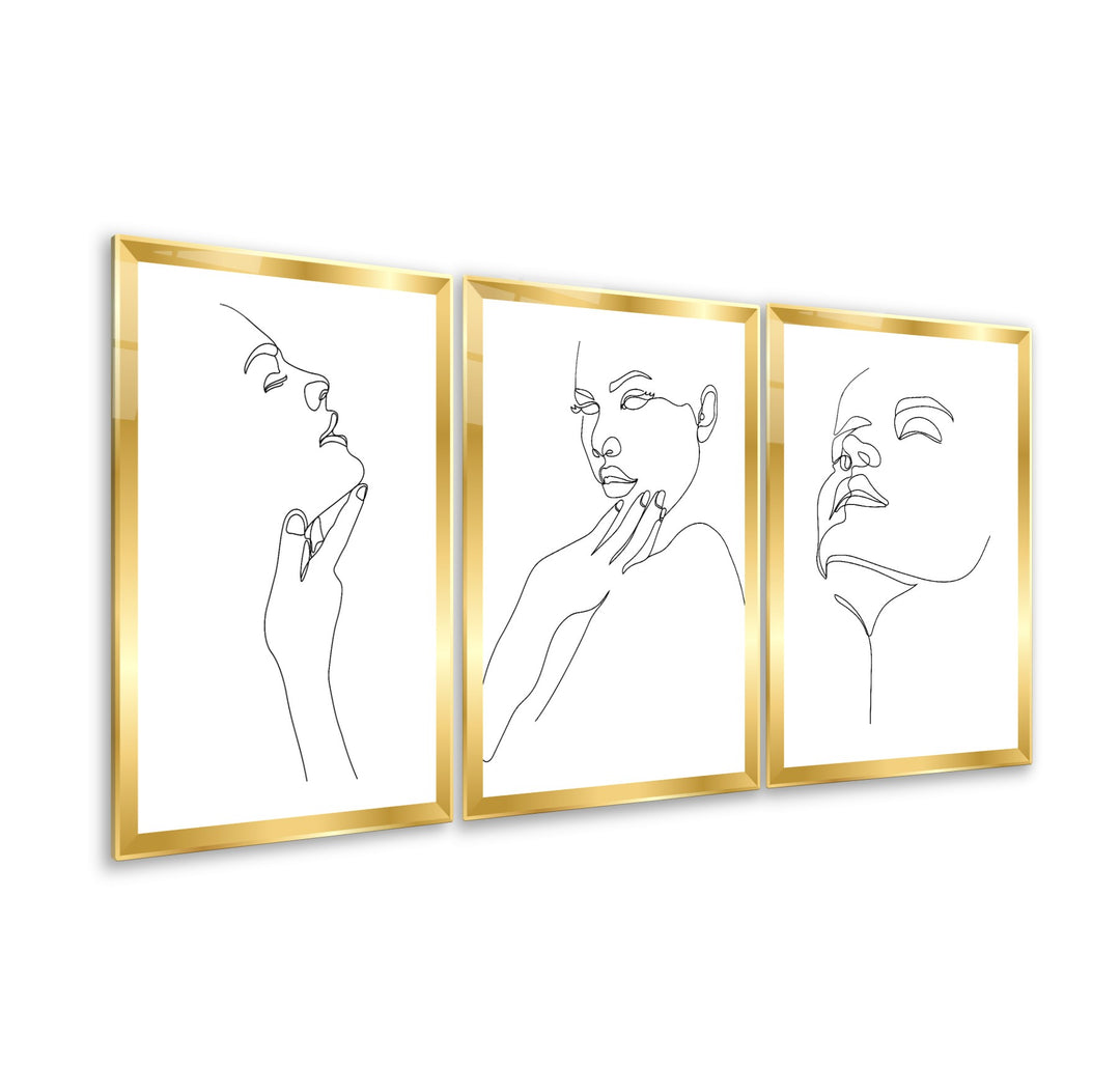 Minimal Portre Triple Cam Tablo Seti