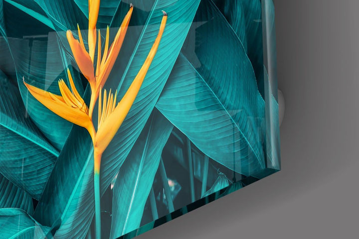 Tropik Yaprak Cam Tablo No:1194