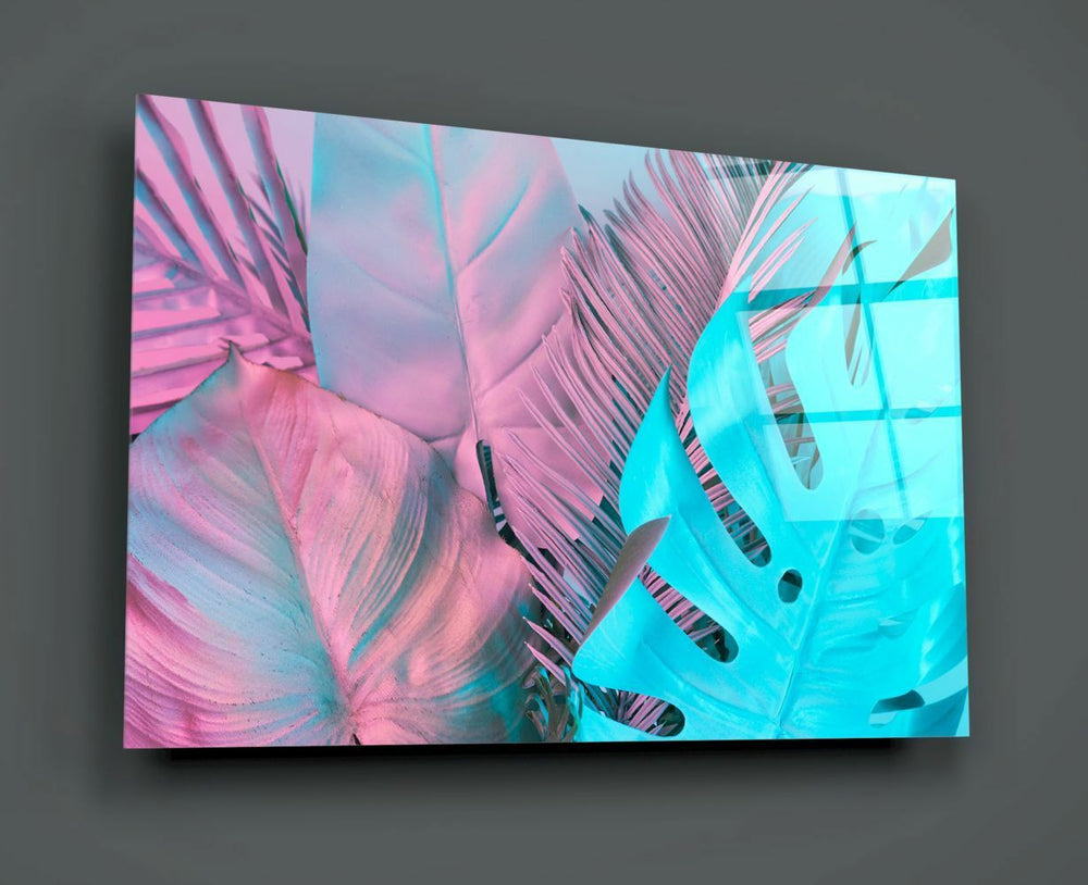 Tropik Yaprak Cam Tablo No:2034