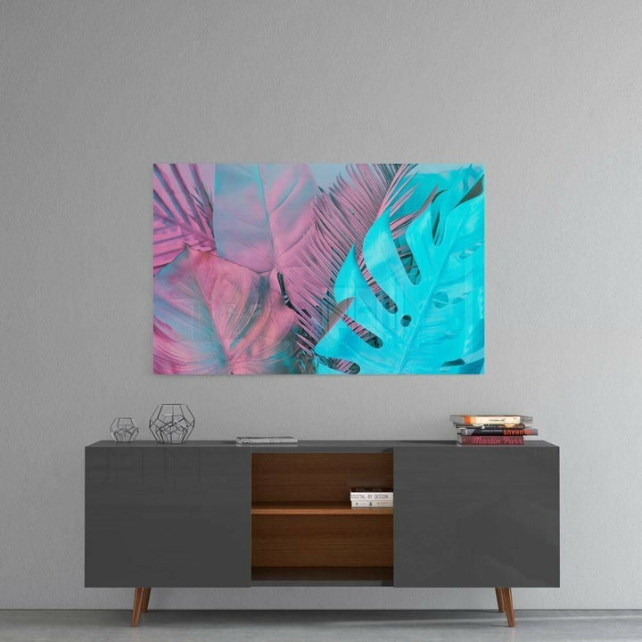 Tropik Yaprak Cam Tablo No:2034