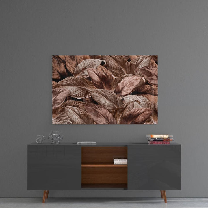 Tropik Yapraklar Cam Tablo