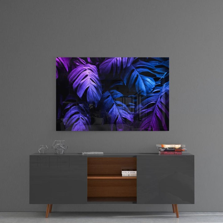 Tropik Yapraklar Cam Tablo