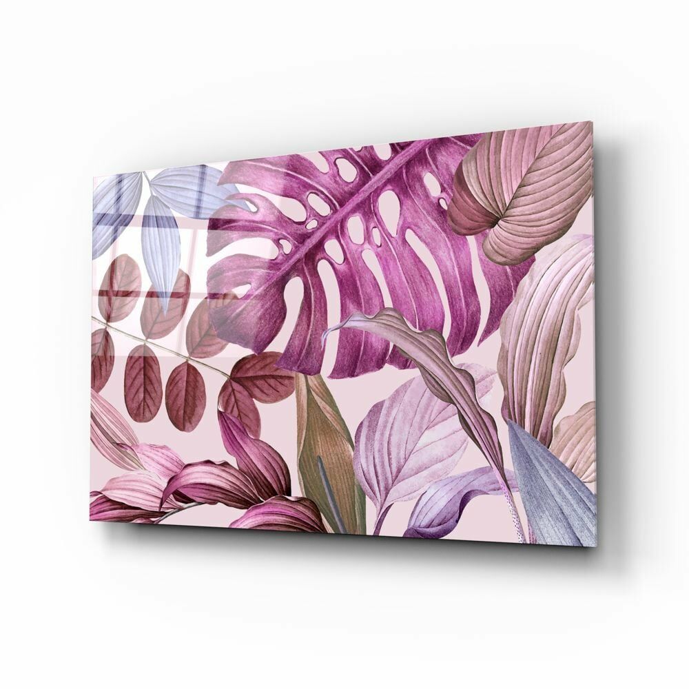 Tropik Yapraklar Cam Tablo