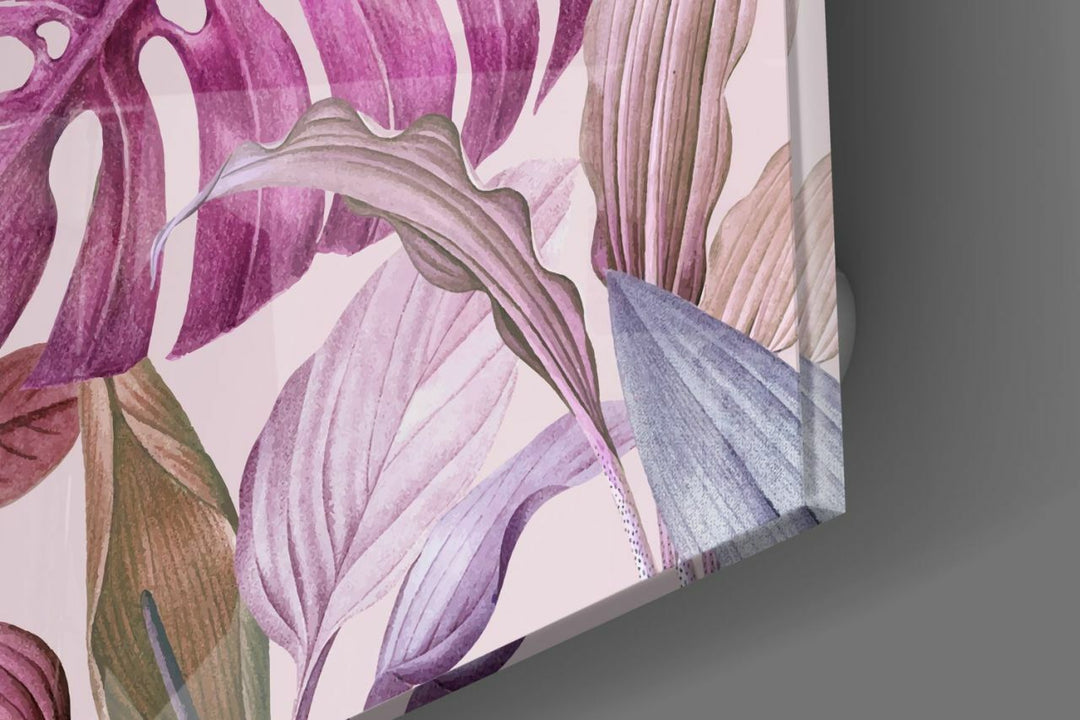 Tropik Yapraklar Cam Tablo