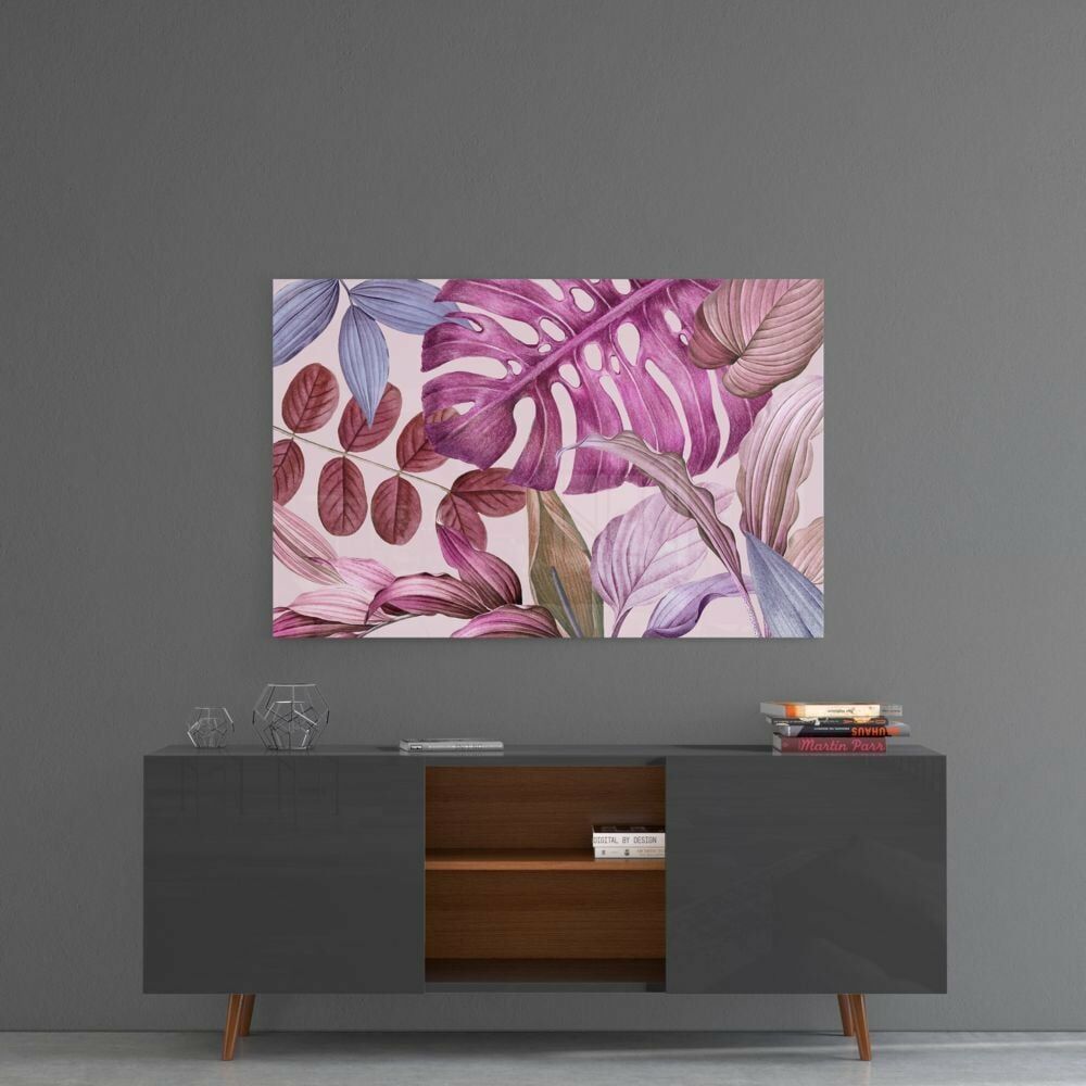 Tropik Yapraklar Cam Tablo