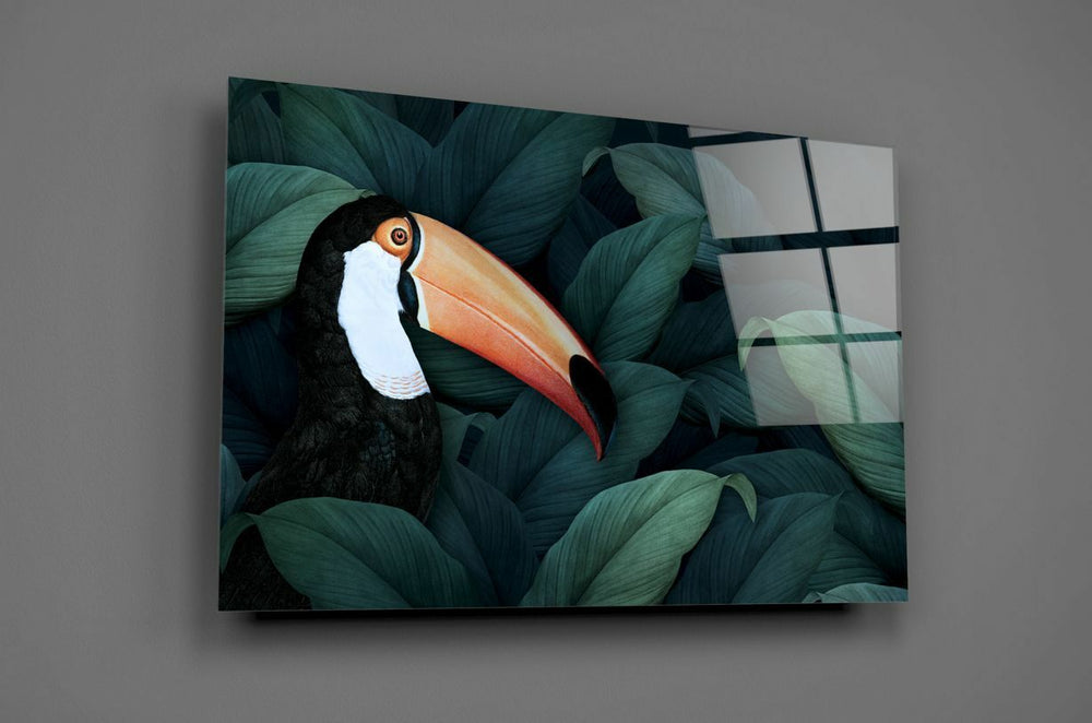 Tukan Papağanı Cam Tablo