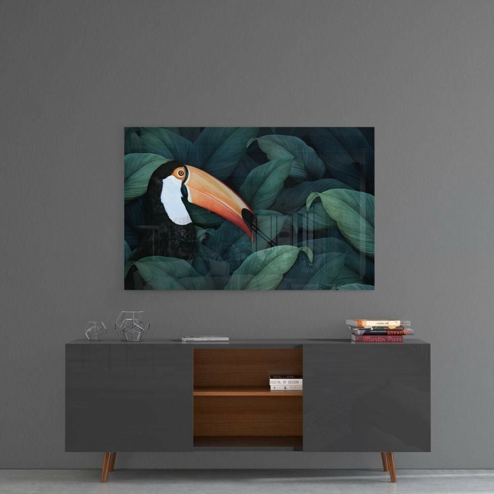 Tukan Papağanı Cam Tablo