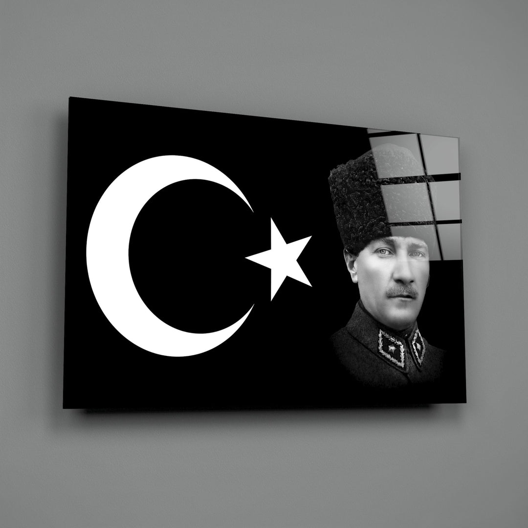 Türk Bayrağı ve Atatürk Cam Tablo
