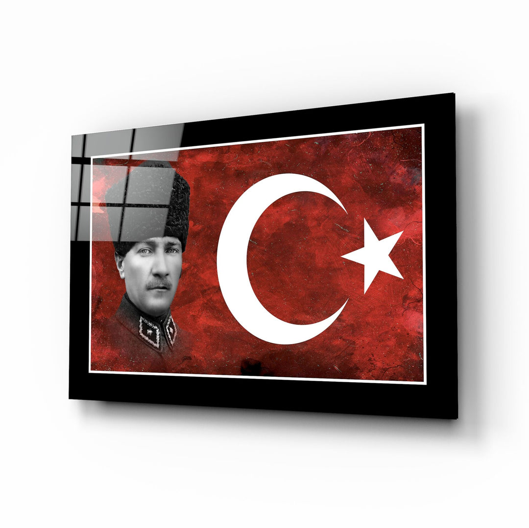 Türk Bayrağı ve Atatürk Cam Tablo