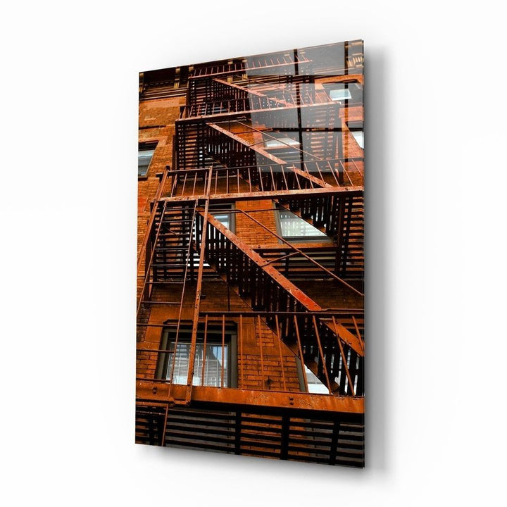 Turuncu Merdivenler Cam Tablo