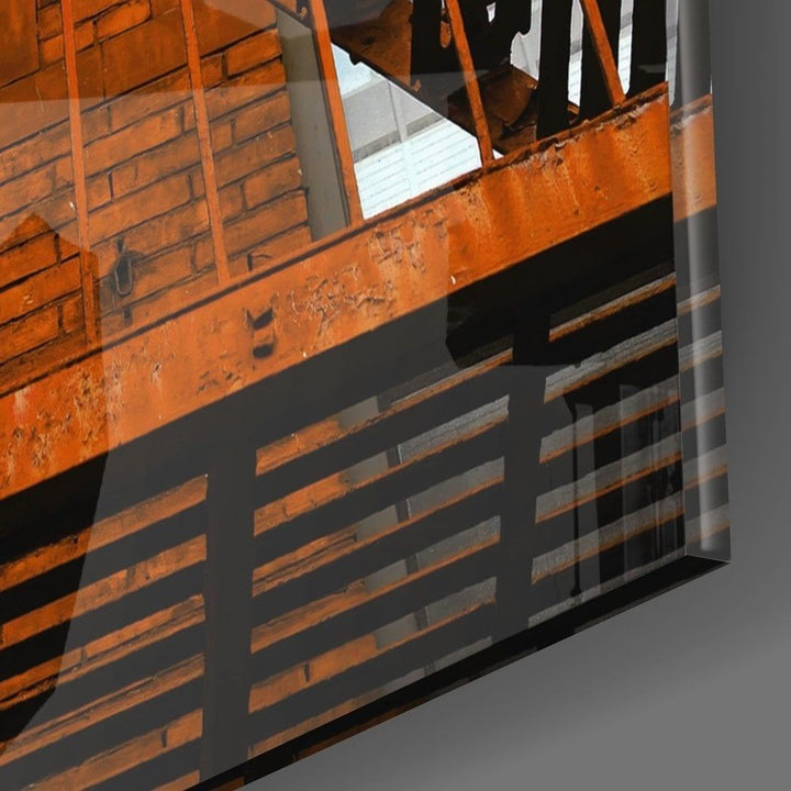 Turuncu Merdivenler Cam Tablo