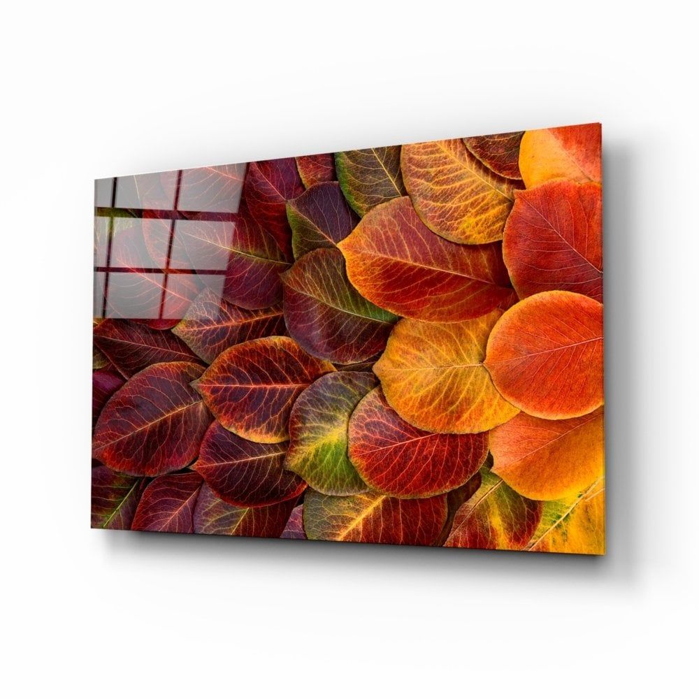 Turuncu Yapraklar Cam Tablo