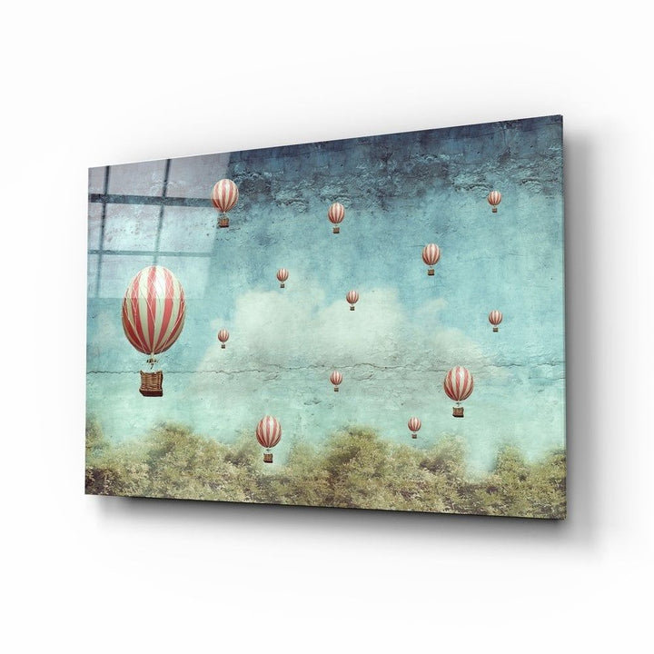Uçan Balonlar Cam Tablo