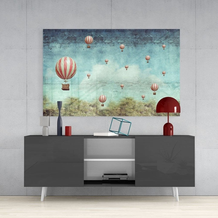Uçan Balonlar Cam Tablo