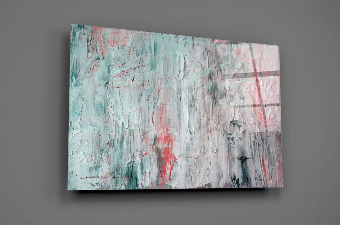 Yağlı Boya Efekti Soyut Desen Cam Tablo