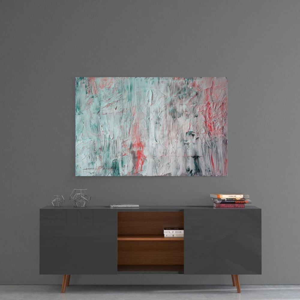 Yağlı Boya Efekti Soyut Desen Cam Tablo