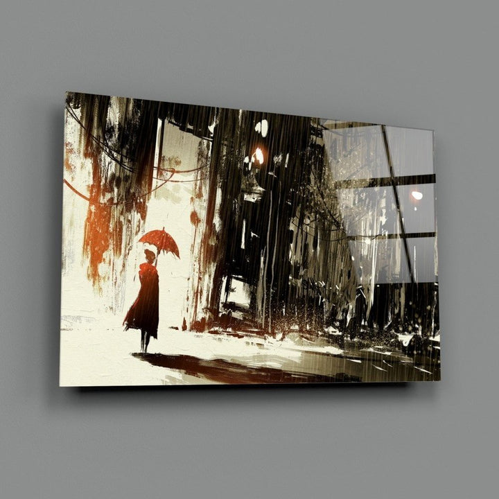 Yağmurlu Şehir Cam Tablo