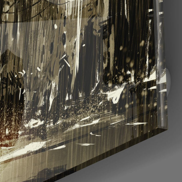 Yağmurlu Şehir Cam Tablo