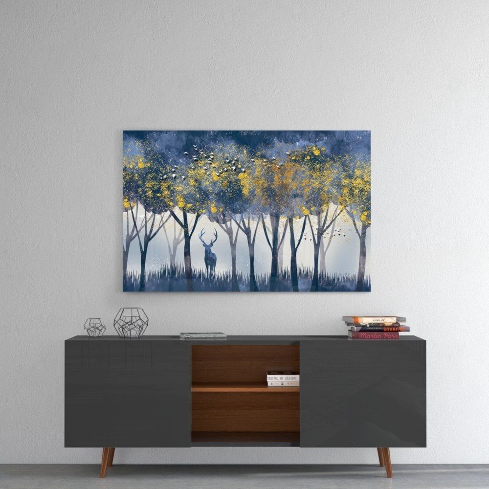 Yalnız Geyik Cam Tablo