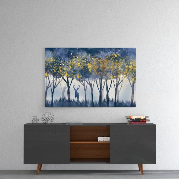 Yalnız Geyik Cam Tablo