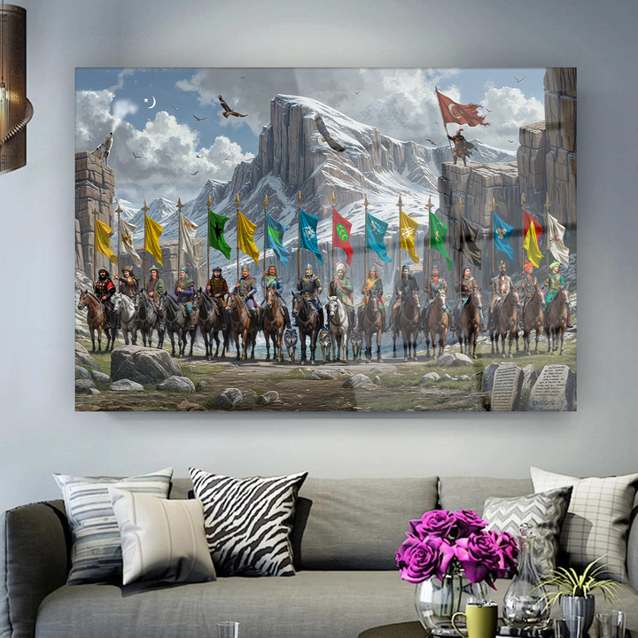 16 Türk Devlet Lideri Cam Tablo