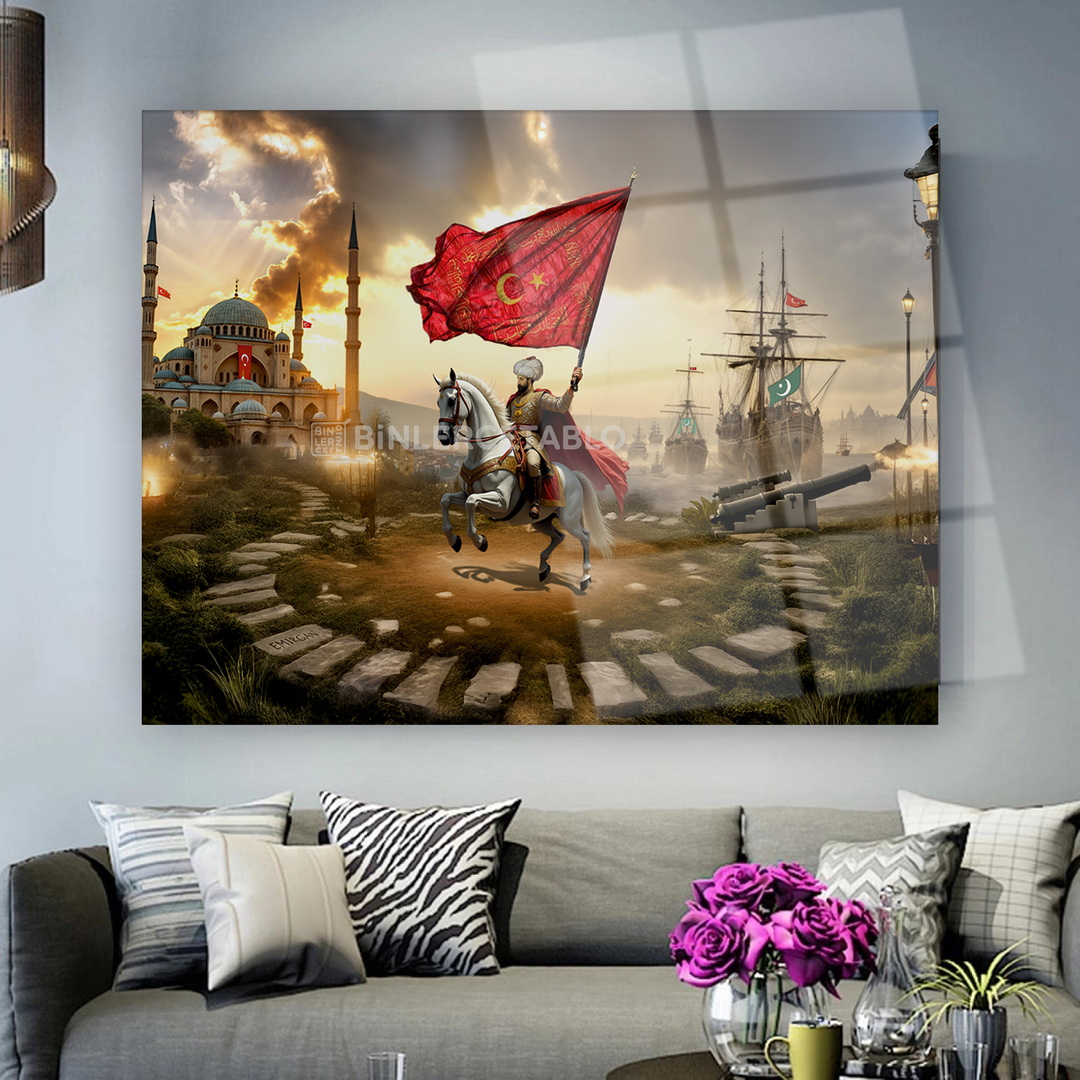 Fatih Sultan Mehmet At Üstünde Zafer Cam Tablo