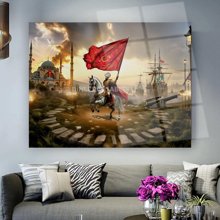 Fatih Sultan Mehmet At Üstünde Zafer Cam Tablo
