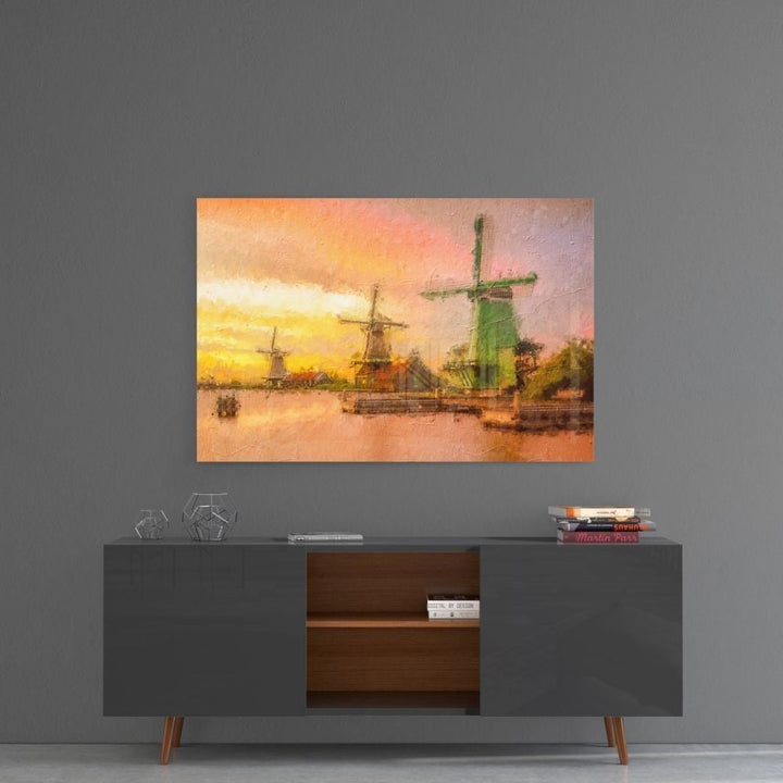 Yel Değirmenleri Cam Tablo