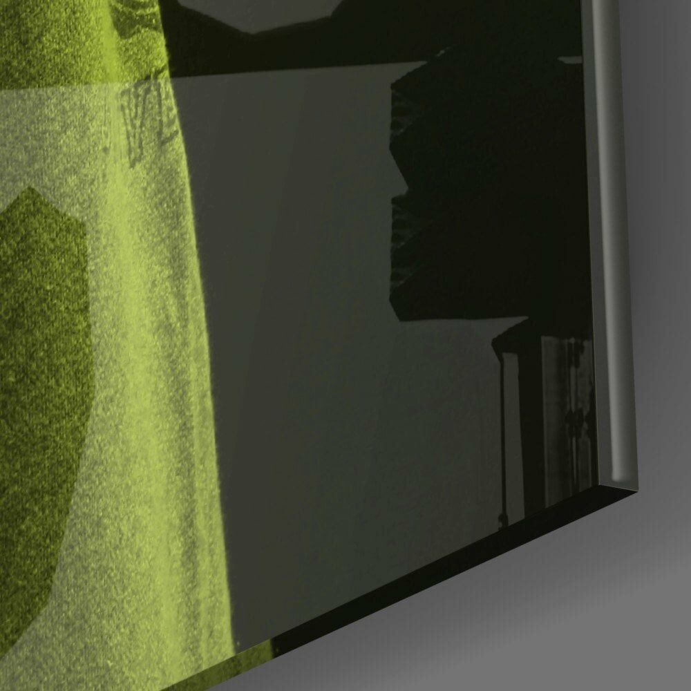 Yeşil Aslan Kafa Cam Tablo