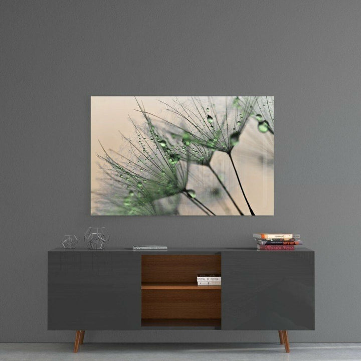 Yeşil Karahindiba Cam Tablo